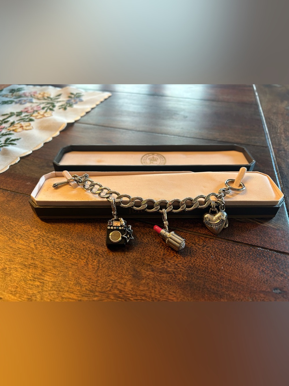 Vintage Juicy Couture Silver Chain Charm Bracelet